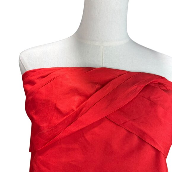 J. CREW Womens Sz 6 Strapless Cross Front Top Fiery Sunset Red - Picture 4 of 5